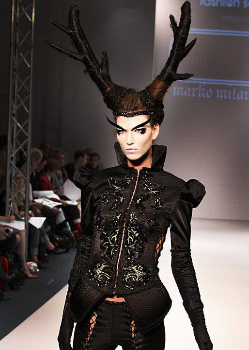Marko Mitanovski London Fashion Week runway show Hair Piece: Nina Butkovich-Budden Styling: Claudia Behnke